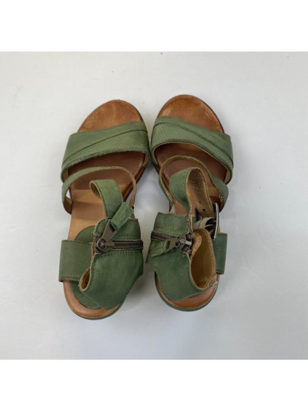 Miz Mooz Coolidge Womens Green Leather Heeled Sandals Shoes Boho Western 38 - Picture 2 of 10